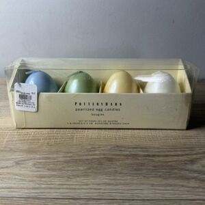 Pottery Barn Pearlized Egg Candles Pastel Blue Green Yellow White Easter Decor 4